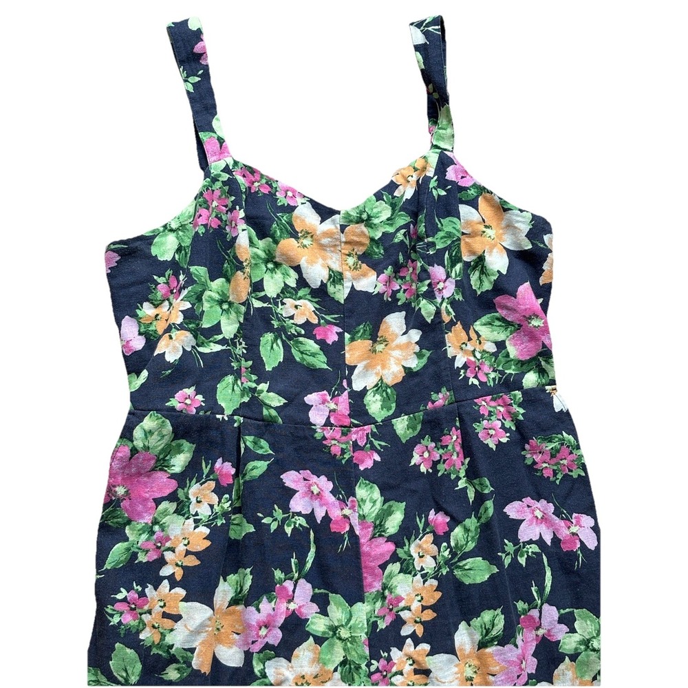 Old Navy Women's Linen Blend Blue Floral Tank Jumpsuit sz XL Romper Jumper